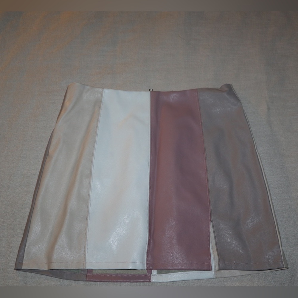 Altar’d state, color block, leather skirt
